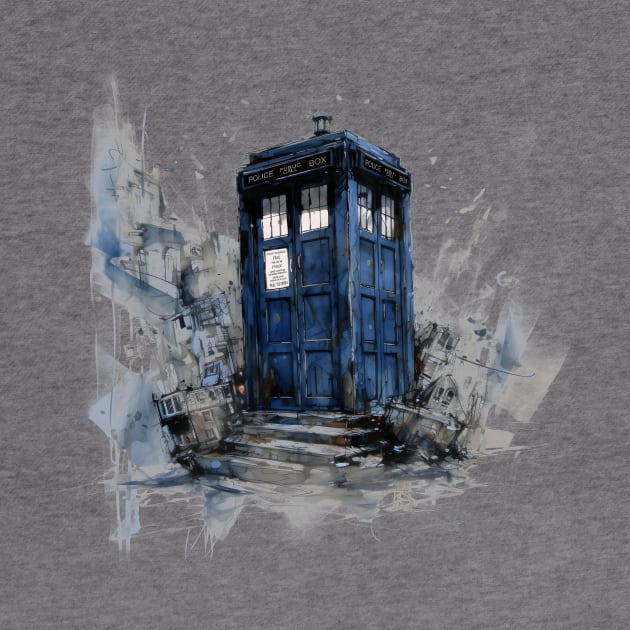 Tardis - Watercolor Painting Sketch by DesignedbyWizards